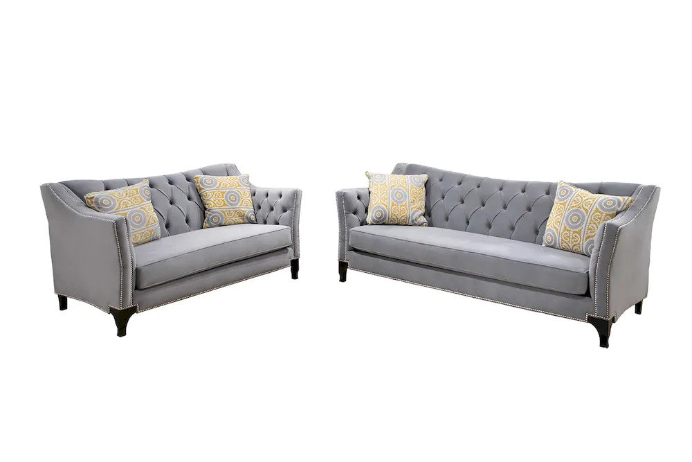 Furniture of America - Wilmette - Sofa + Loveseat - SM2296GY-2PC view 3