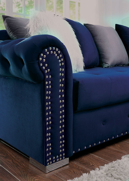 Furniture of America - Wilmington Sectional in Blue  - CM6239BL-SECT View 2