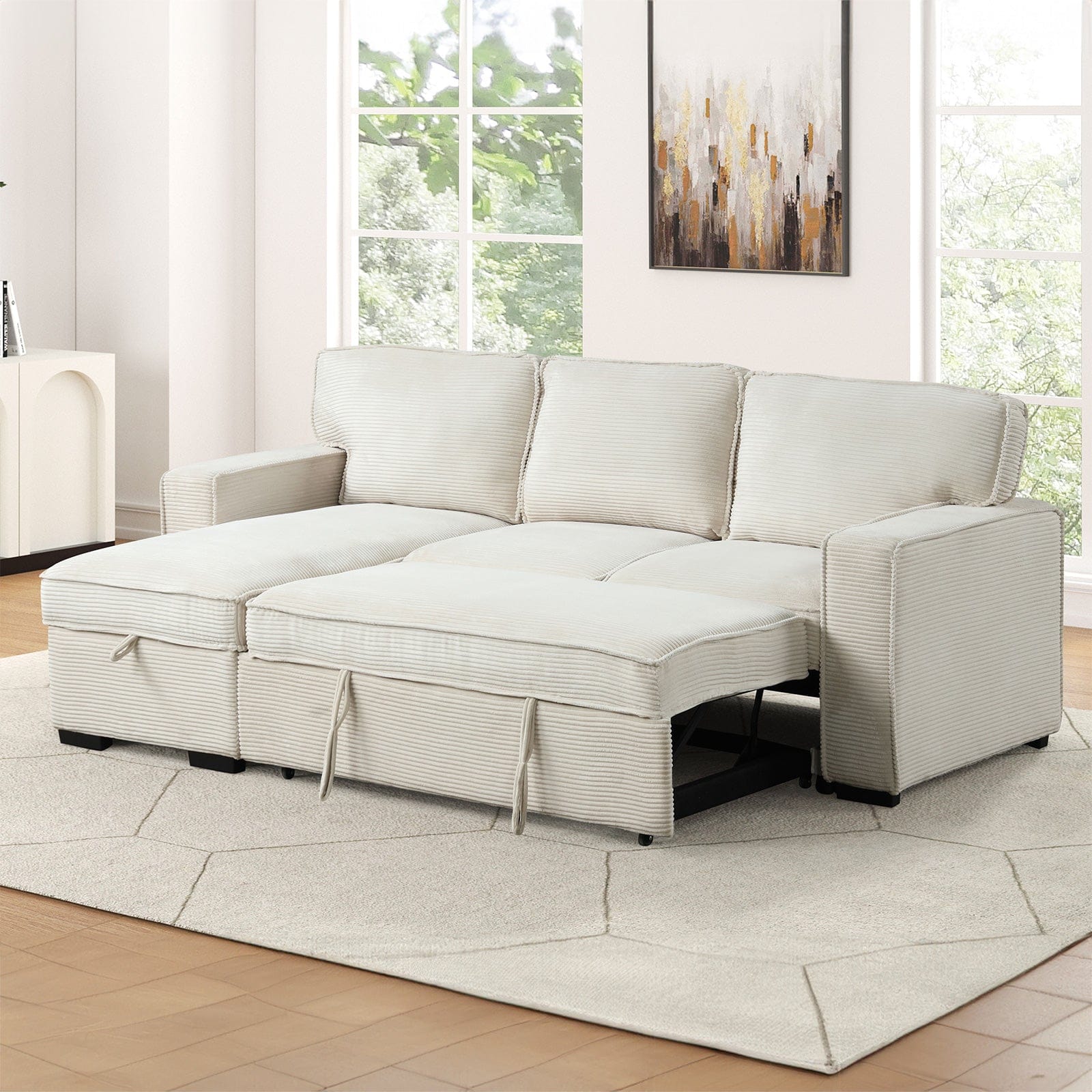 Furniture of America - Winsford Sectional Reversible Chaise Storage in Beige - FM6967BG-SECT View 2