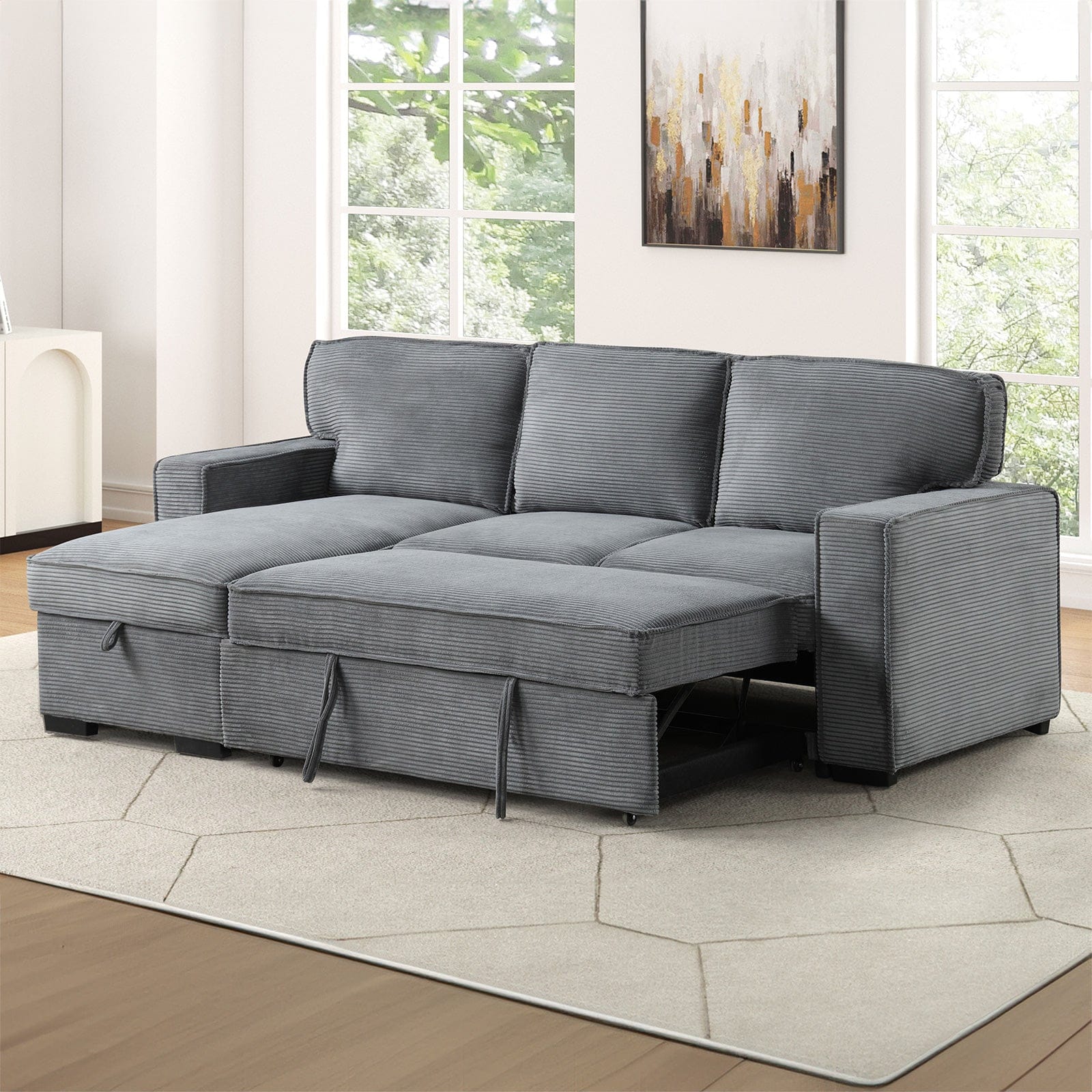 Furniture of America - Winsford Sectional Reversible Chaise Storage in Gray - FM6967GY-SECT View 2