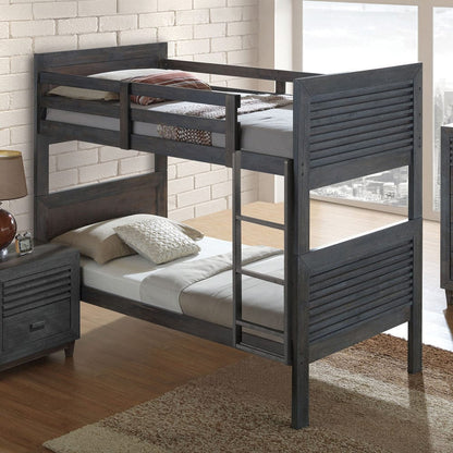 Furniture of America - Witham Twin/Twin Bunk Bed in Charcoal Brown - FM-BK108DB-T-BED View 1