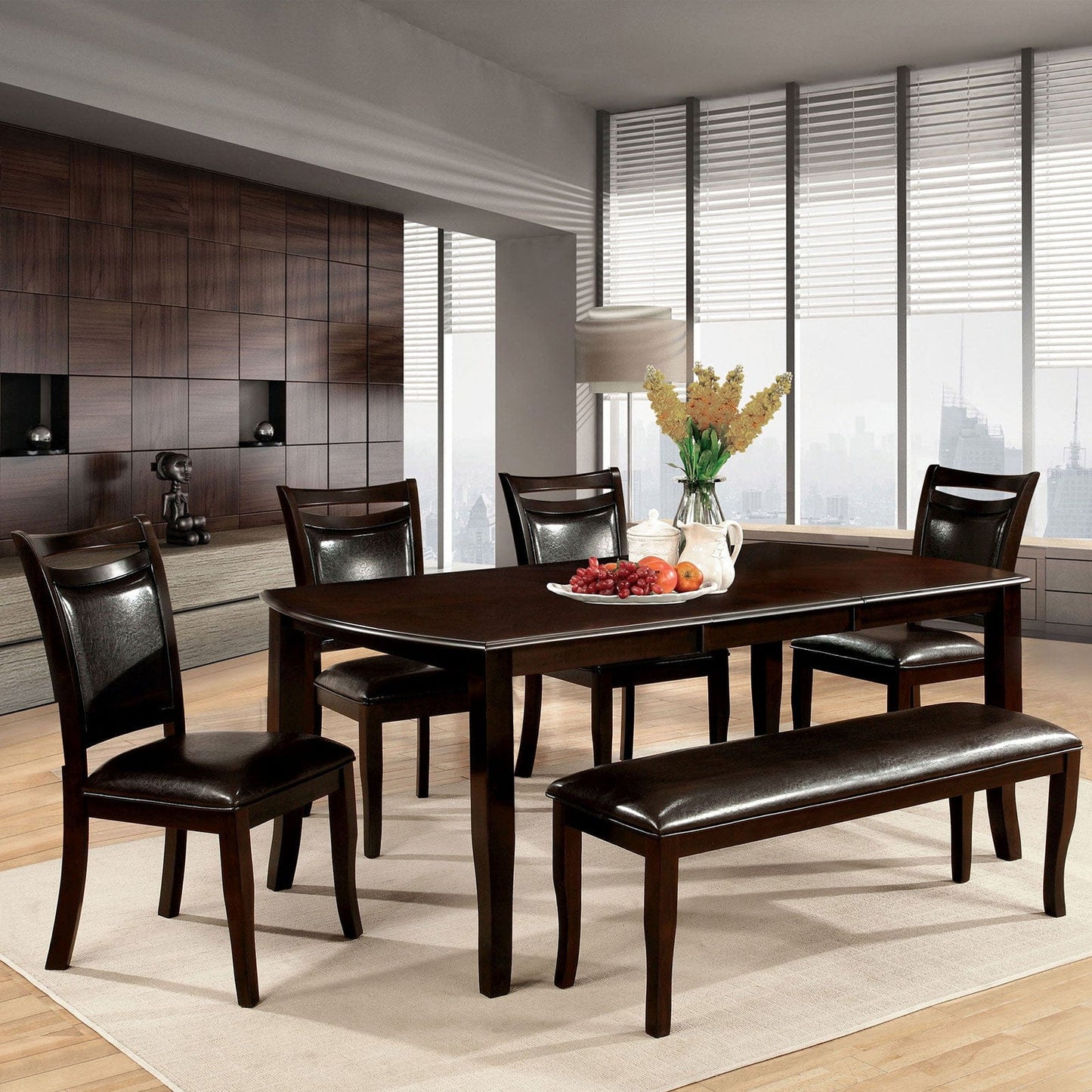 Furniture of America - Woodside Dining Table in Dark Cherry/Espresso - CM3024T View 3