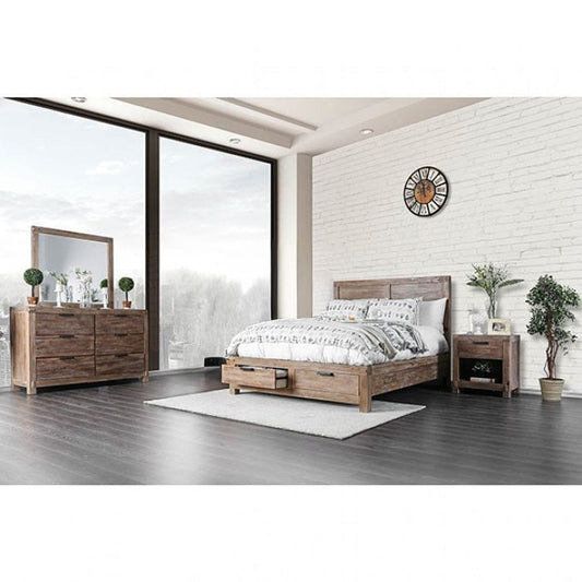 Furniture of America - Wynton 4 Pc. Queen Bedroom Set in Weathered Light Oak - CM7360Q-4PC