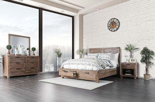 Furniture of America - Wynton 5 Pc. Queen Bedroom Set w/ 2NS in Weathered Light Oak - CM7360Q-5PC-2NS View 1