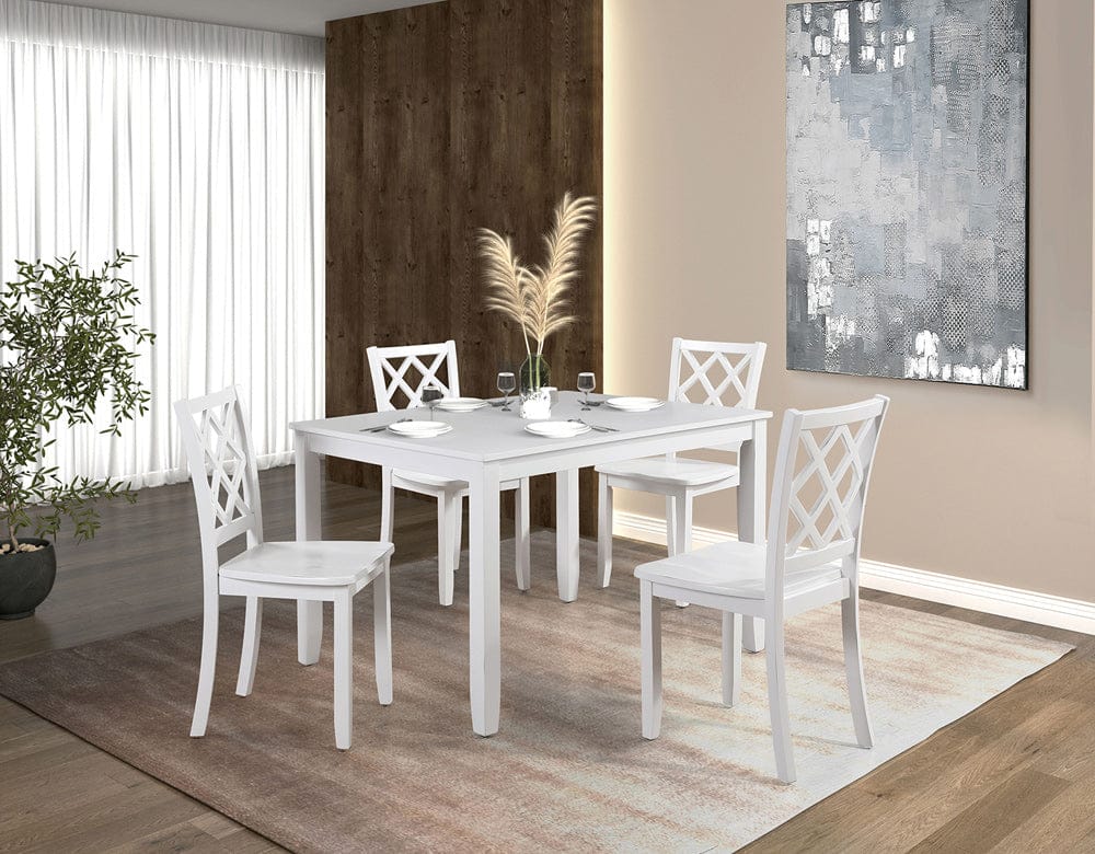 Furniture of America - Yamhill 5 Pc. Dining Table Set in White - FM3424WH-T-5PK View 1