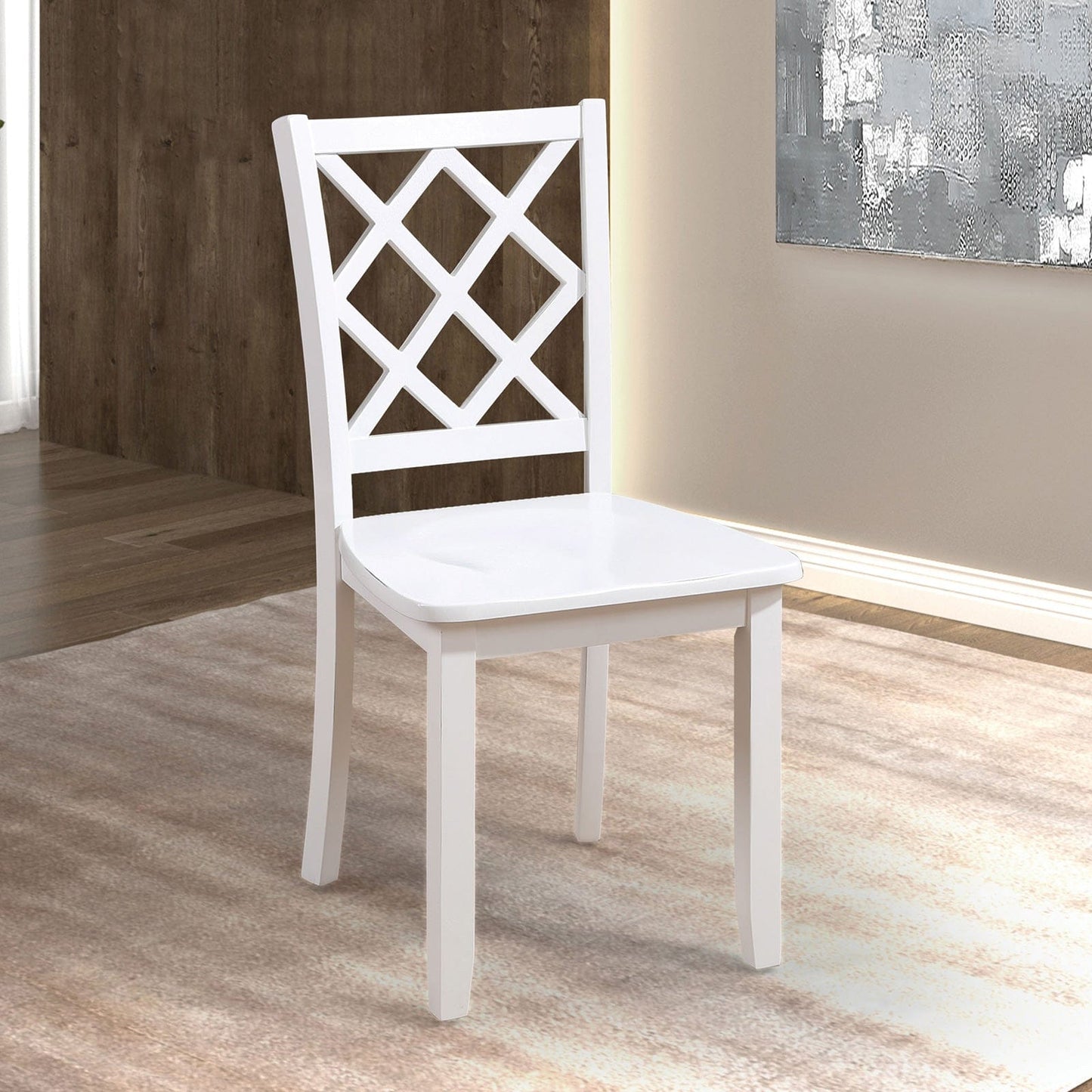 Furniture of America - Yamhill 5 Pc. Dining Table Set in White - FM3424WH-T-5PK View 2