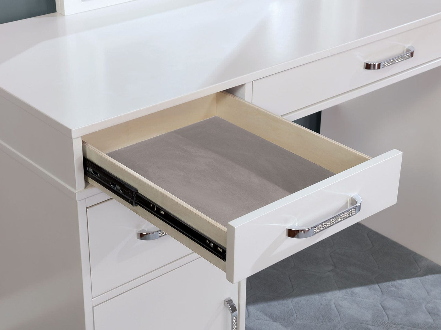 Furniture of America - Yasmine Vanity Set in Luminous White - FOA-DK5683WH-PK View 2
