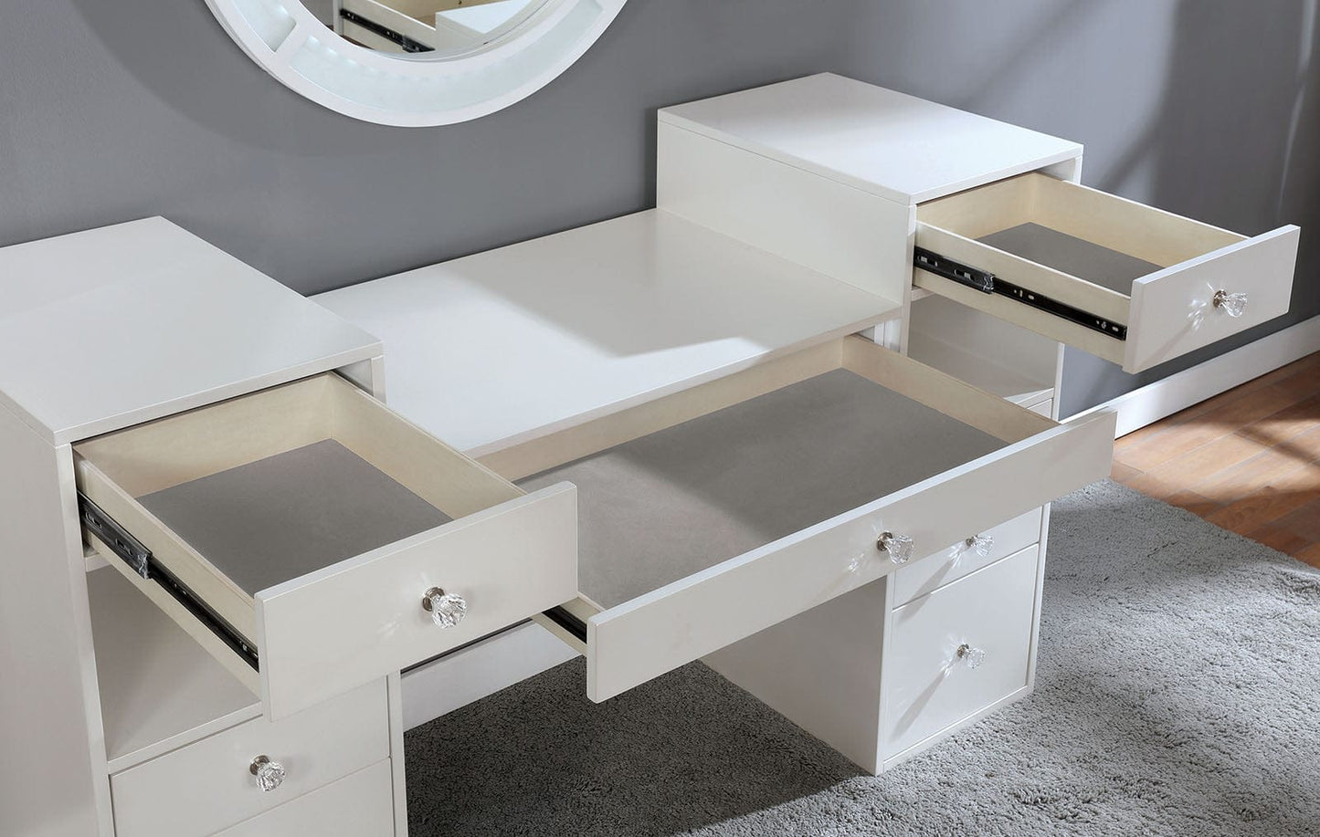 Furniture of America - Yasmine Vanity Set in Luminous White - FOA-DK5683WH-PK View 3