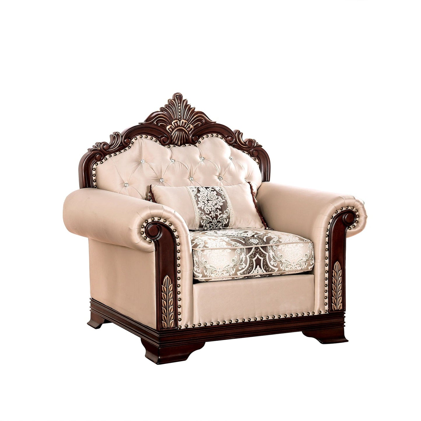 Furniture of America - Yucatan Chair in Dark Cherry/Beige - FM65004BG-CH-PK View 2
