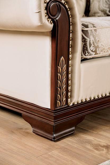 Furniture of America - Yucatan Loveseat in Dark Cherry/Beige - FM65004BG-LV-PK View 4