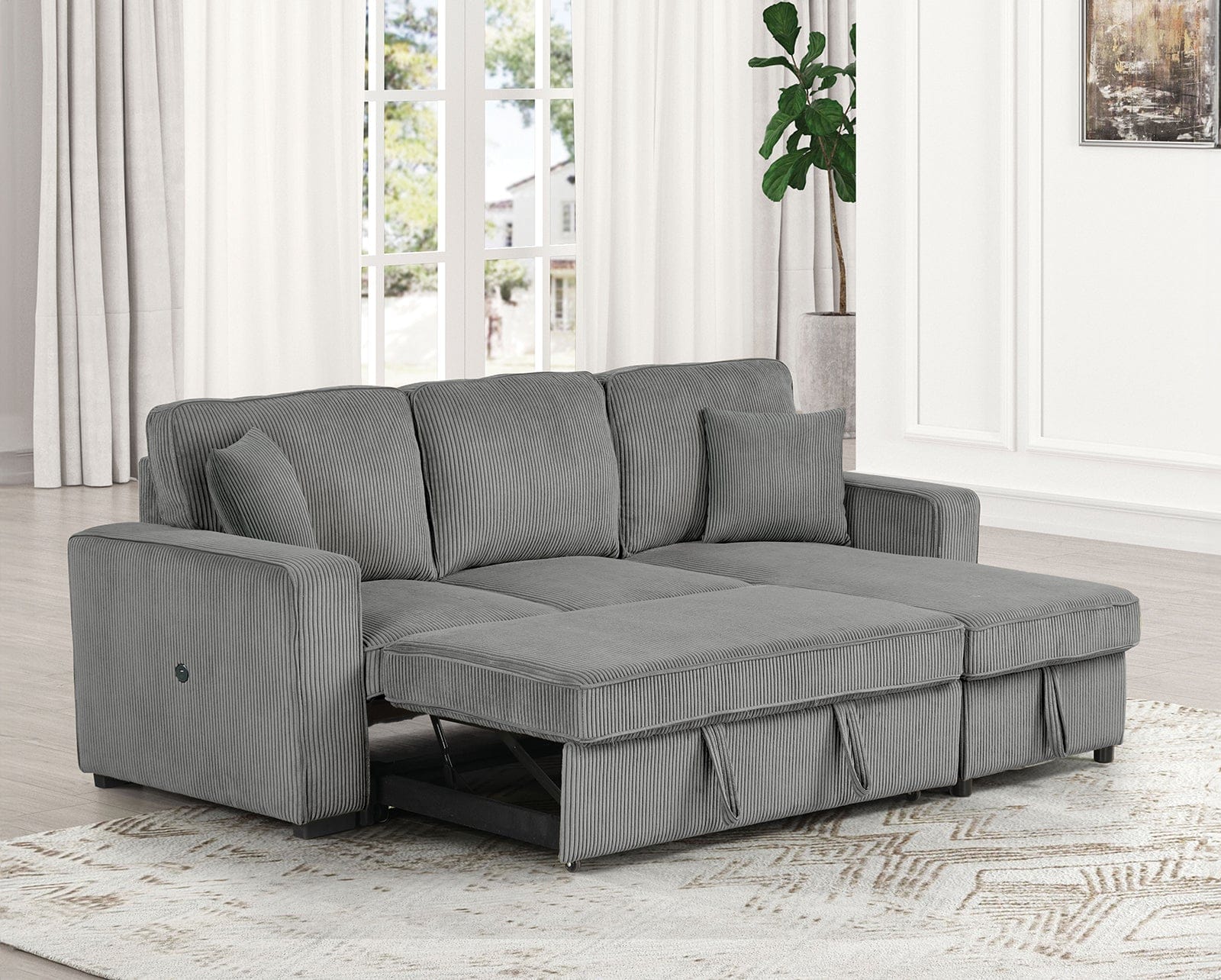 Furniture of America - Yves Sectional in Dark Gray - FM6964DG-SECT View 2