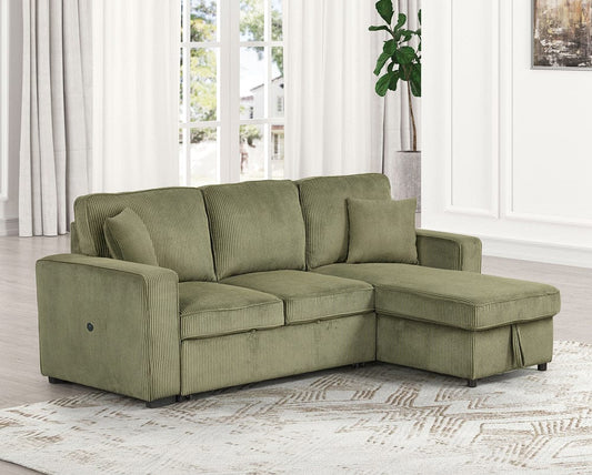 Furniture of America - Yves Sectional in Green - FM6964GR-SECT View 1