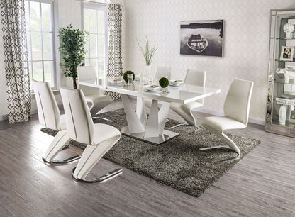 Furniture of America - Zain 7 Pc. Dining Table Set in White/Chrome - FOA3742T-7PC View 1