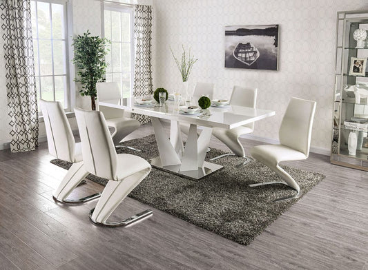 Furniture of America - Zain 7 Pc. Dining Table Set in White/Chrome - FOA3742T-7PC View 1