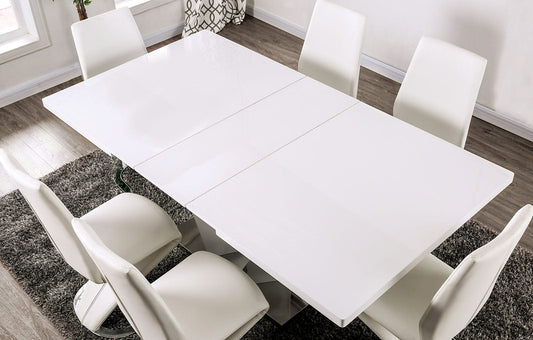 Furniture of America - Zain 7 Pc. Dining Table Set in White/Chrome - FOA3742T-7PC View 2