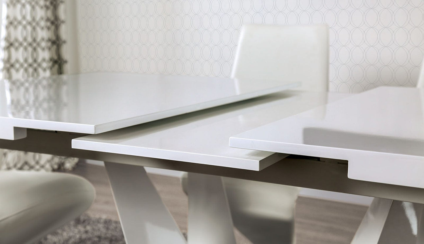 Furniture of America - Zain 7 Pc. Dining Table Set in White/Chrome - FOA3742T-7PC View 5