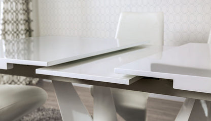Furniture of America - Zain 7 Pc. Dining Table Set in White/Chrome - FOA3742T-7PC View 5