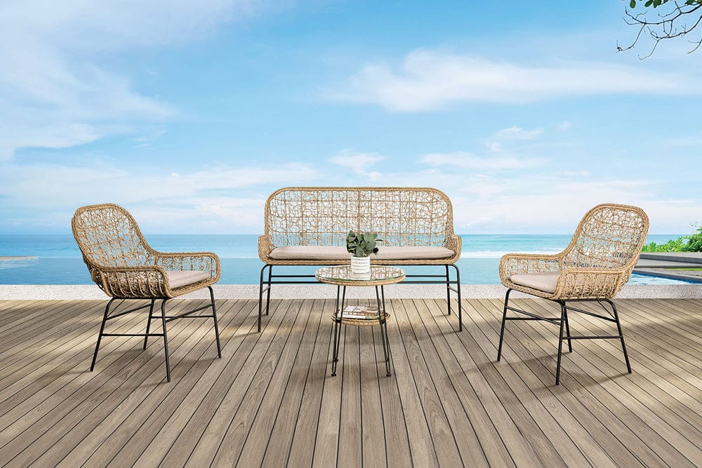 Furniture of America - Zalika 4 Pc. Conversation Set in Natural - FM80010NT-T-4PC-BN View 1