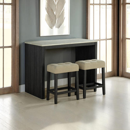 Furniture of America - Zanaide 3 Pc. Counter Ht. Table Set w/ USB in Black/Gray/Beige - SL3402BK-PT-3PK View 1