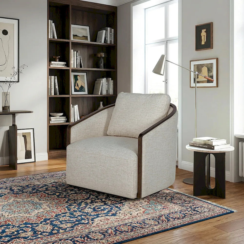 Furniture of America - Zebina - Swivel Chair - Khaki - FM-AC6014LB-SW view 1