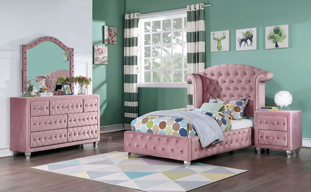 Furniture of America - Zohar 4 Pc. Twin Bedroom Set in Pink - CM7130PK-T-4PC View 1