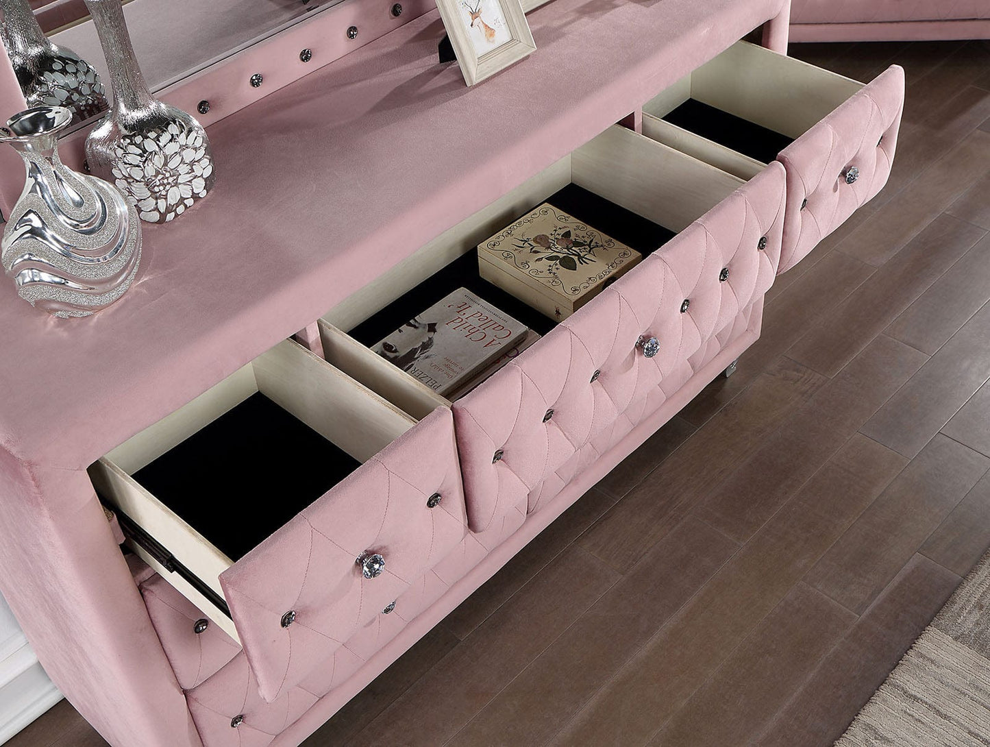 Furniture of America - Zohar 4 Pc. Twin Bedroom Set in Pink - CM7130PK-T-4PC View 2