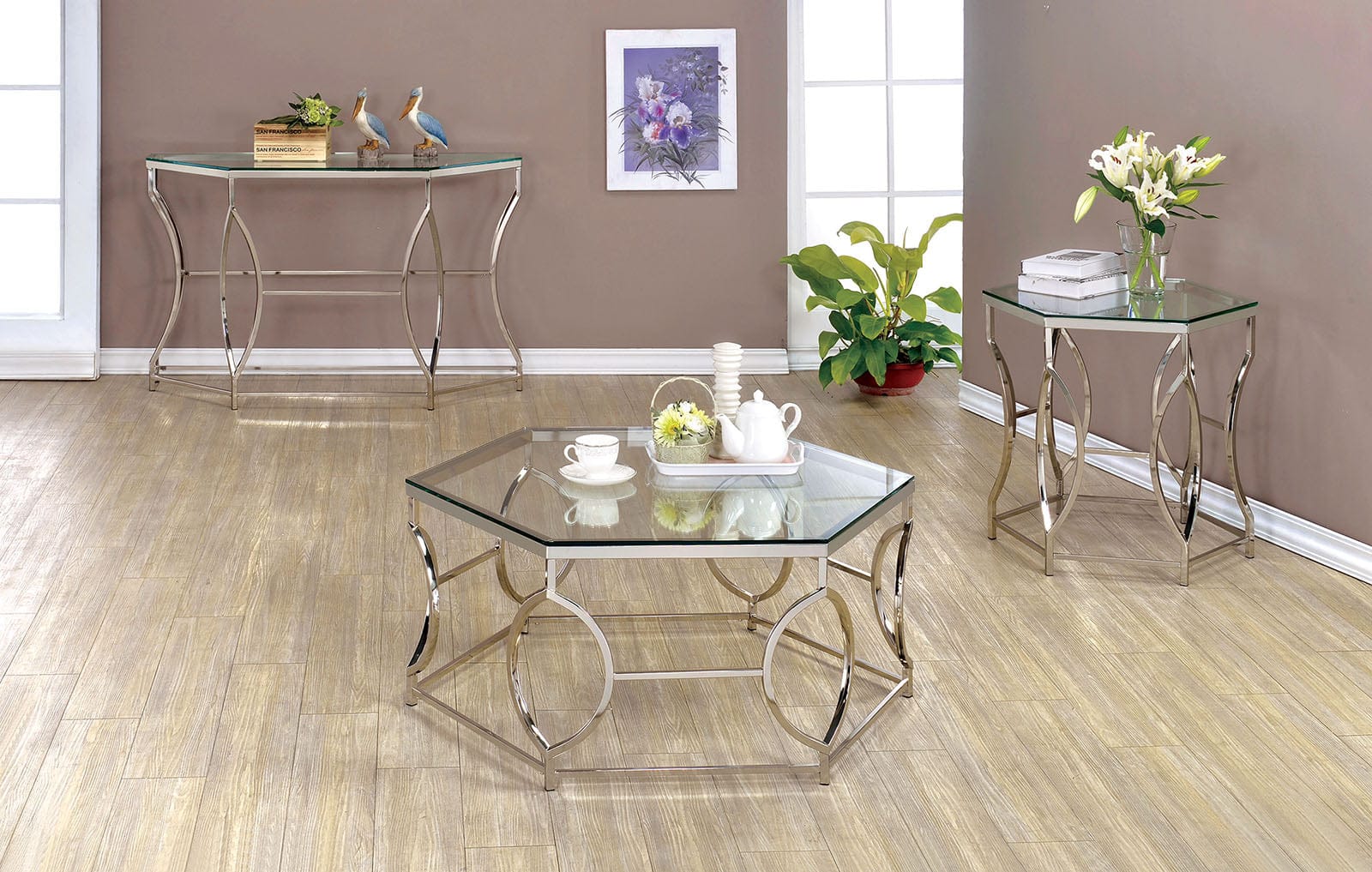 Furniture of America - Zola End Table in Chrome - CM4160E View 2