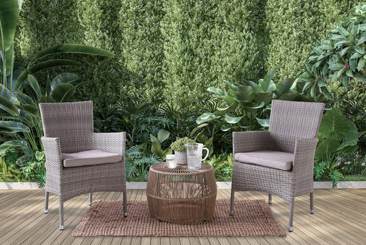 Furniture of America - Zuberi 3 Pc. Patio Conversation Set in Natural/Gray - FM80003NT-3PC-06GY View 1