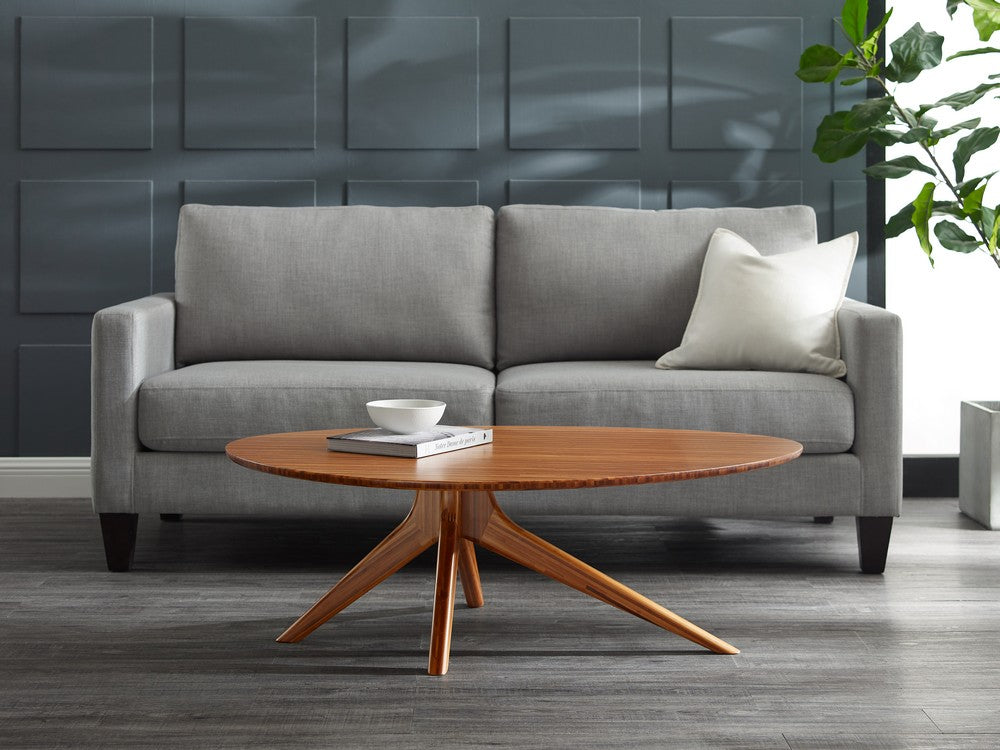 Greenington - Grace Solid Bamboo Coffee Table  Mid-Century Modern Oval Coffee Table in Amber Finish - GRC001CP view 5