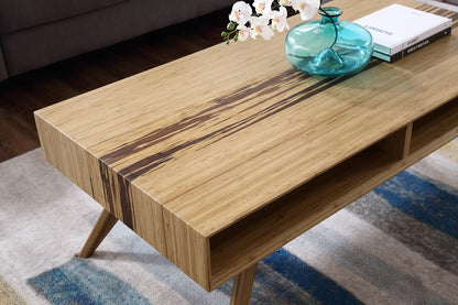 Greenington - Sarah Solid Bamboo Coffee Table with Open Shelf Storage & Exotic Tiger Detailing - SRH010GD view 4