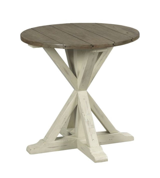 Hammary - Reclamation Place Trestle Round End Table - 523-918W veiw 1