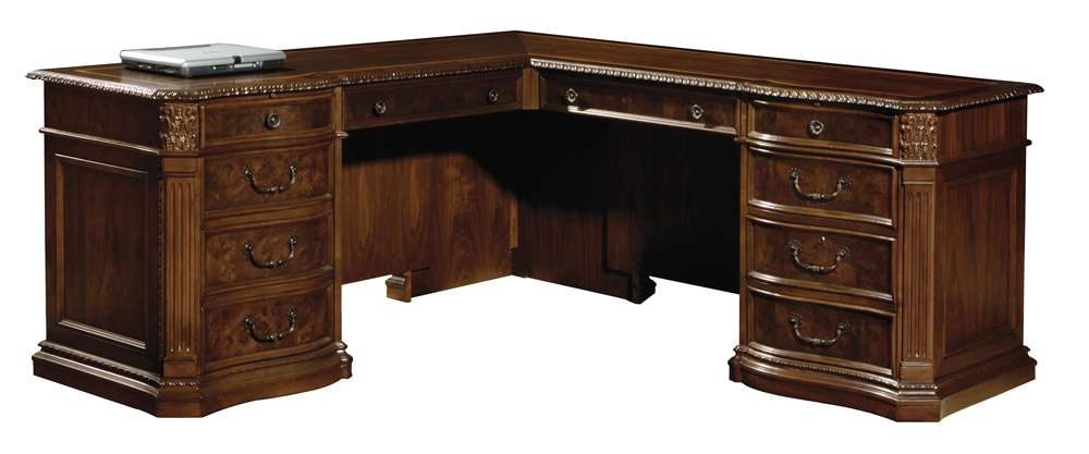 Hekman Furniture - Old World Walnut Burl - Executive L-shape Desk - 79167 veiw 1