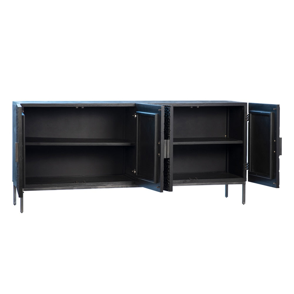 Henry & Mason - Allegen Reclaimed Pine Sideboard in Black with Antique Iron Legs - DV7073 veiw 3