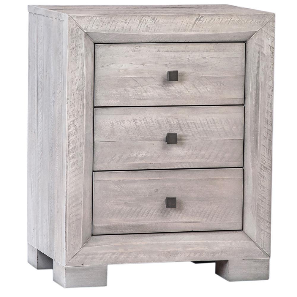 Henry & Mason - Andre Solid Acacia Wood 3 Drawer Nightstand in Gray wash - DV7179 veiw 1