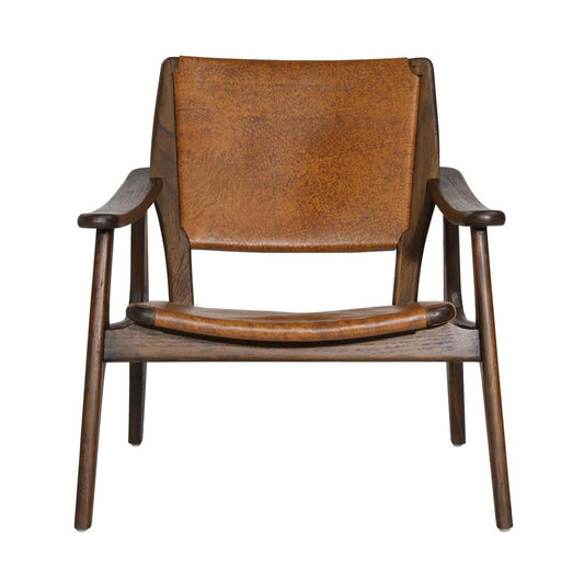 Henry & Mason - Argen Brown Teak Wood and Antique Brown Leather Occasional Chair - DV7052 veiw 2