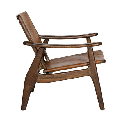 Henry & Mason - Argen Brown Teak Wood and Antique Brown Leather Occasional Chair - DV7052 veiw 3