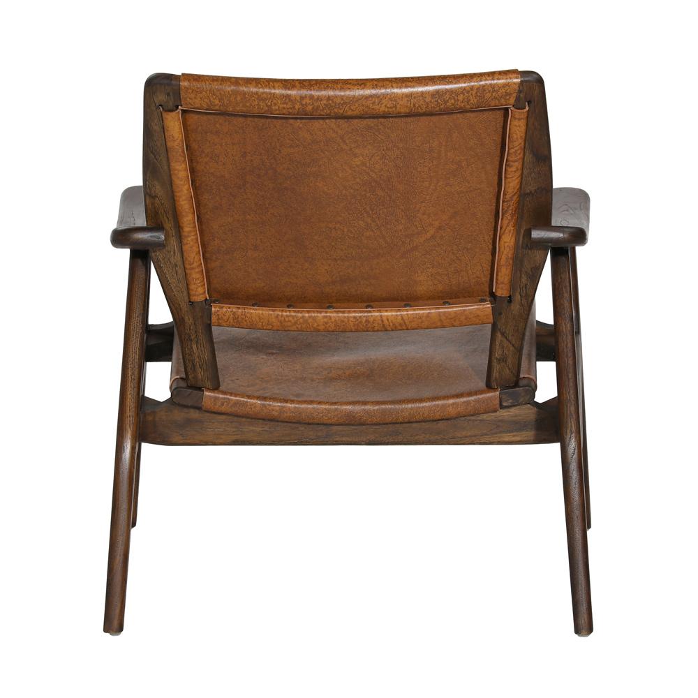 Henry & Mason - Argen Brown Teak Wood and Antique Brown Leather Occasional Chair - DV7052 veiw 4