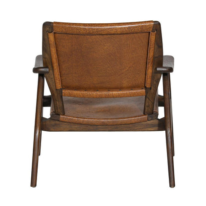Henry & Mason - Argen Brown Teak Wood and Antique Brown Leather Occasional Chair - DV7052 veiw 4
