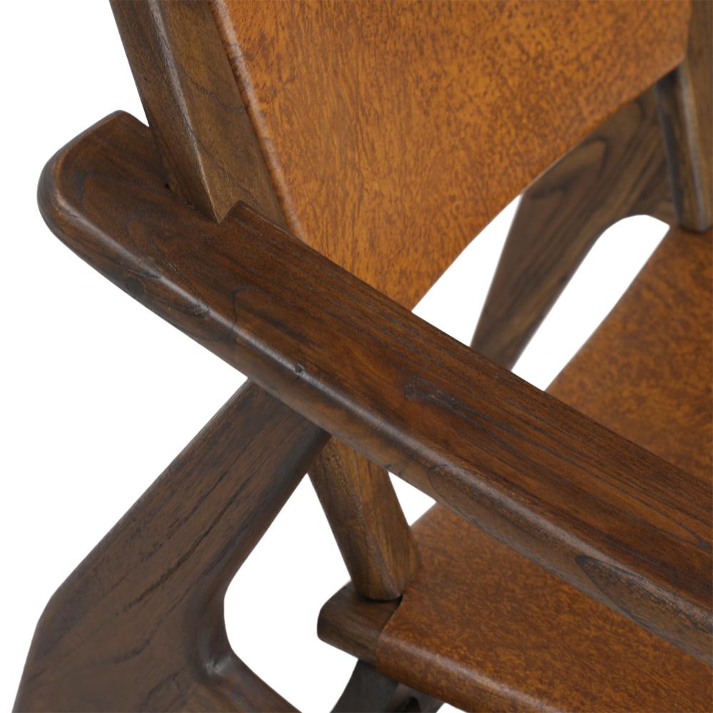 Henry & Mason - Argen Brown Teak Wood and Antique Brown Leather Occasional Chair - DV7052 veiw 5