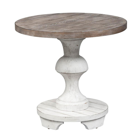 Henry & Mason - Arizona Round End Table in Heavy Distressed White with Gravel Tops - AFA02392 view 2