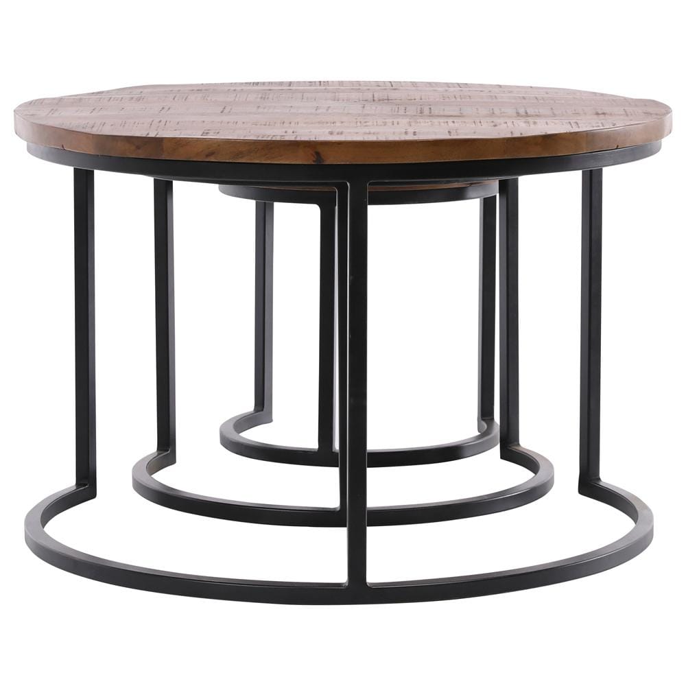 Henry & Mason - Bennington Medium Browm Mango Wood Nesting Tables with Gunmetal Iron base - Set of 3 - DV7902 veiw 2