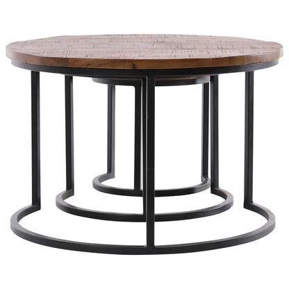 Henry & Mason - Bennington Medium Browm Mango Wood Nesting Tables with Gunmetal Iron base - Set of 3 - DV7902 veiw 2