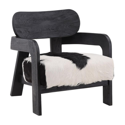 Henry & Mason - Benoit Black Teak Wood with Black and White Goat Hide Upholstery - DV7036 veiw 1