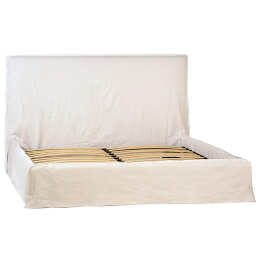 Henry & Mason - Bobbi Queen Bed in White Linen and Natural Birch - DV7346 view 1