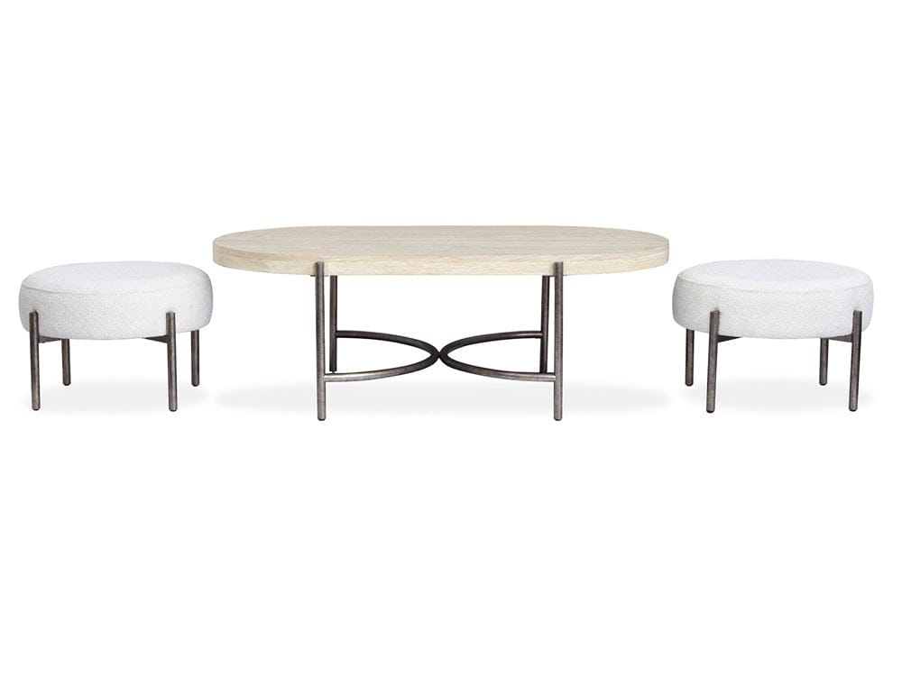 Henry & Mason  -  Branton Edgecomb Grey And Weathered Antique Nickel Oval Cocktail Table With 2 Ottomans  - AFA00991 view 6