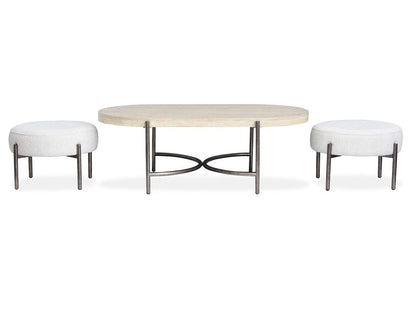 Henry & Mason  -  Branton Edgecomb Grey And Weathered Antique Nickel Oval Cocktail Table With 2 Ottomans  - AFA00991 view 6