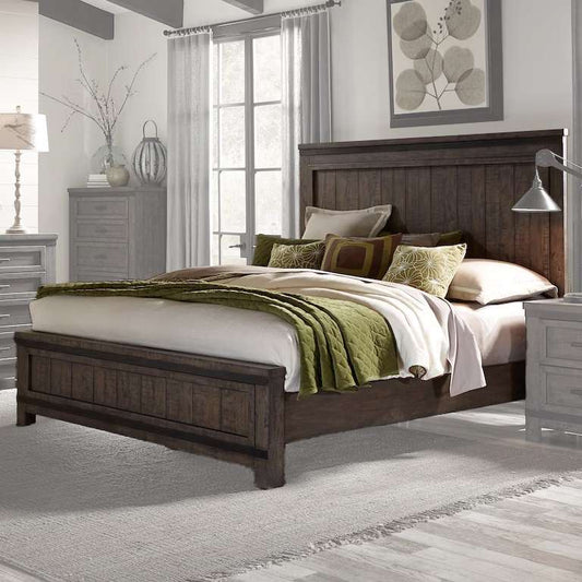 Henry & Mason - Briar Cliff King California Panel Bed in Rock Beaten Brown with Saw Cuts - AFA03638 view 1