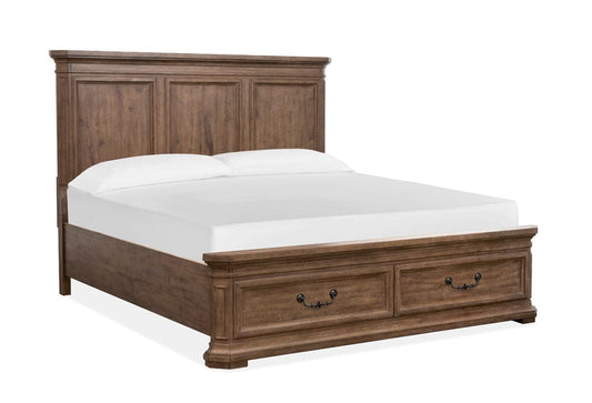 Henry & Mason  -  Briar Crest Florentine Walnut King Panel Storage Bed  - AFA00759 view 1