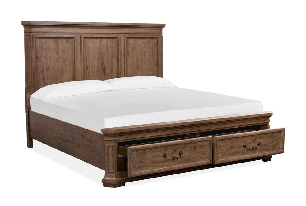Henry & Mason  -  Briar Crest Florentine Walnut King Panel Storage Bed  - AFA00759 view 2