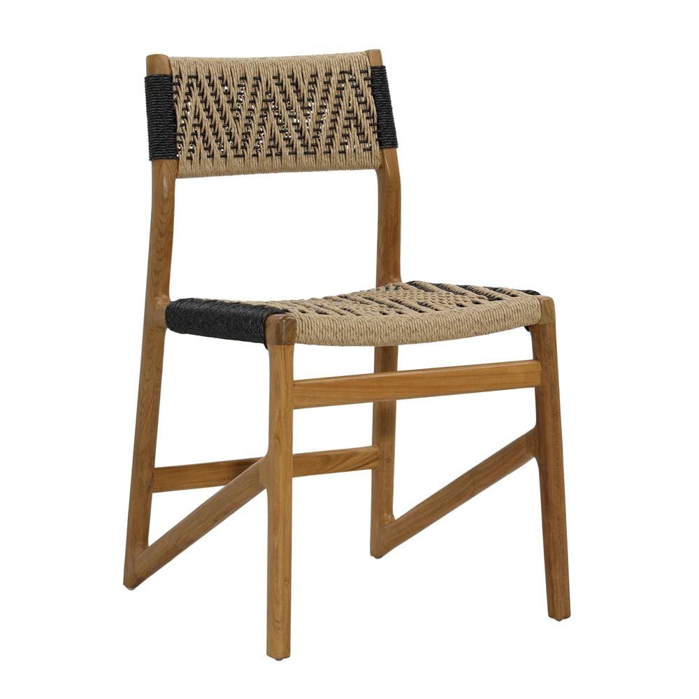 Henry & Mason - Brightman Natural Teak Wood and Wicker Dining Chair with Black Accents - DV7896 veiw 1